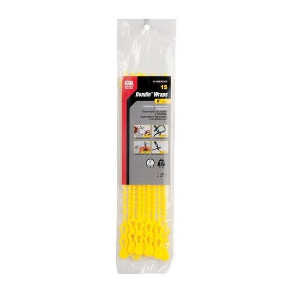 Gardner Bender 12 in. L Yellow Beaded Cable Tie 15 pk 45-12BEADYW